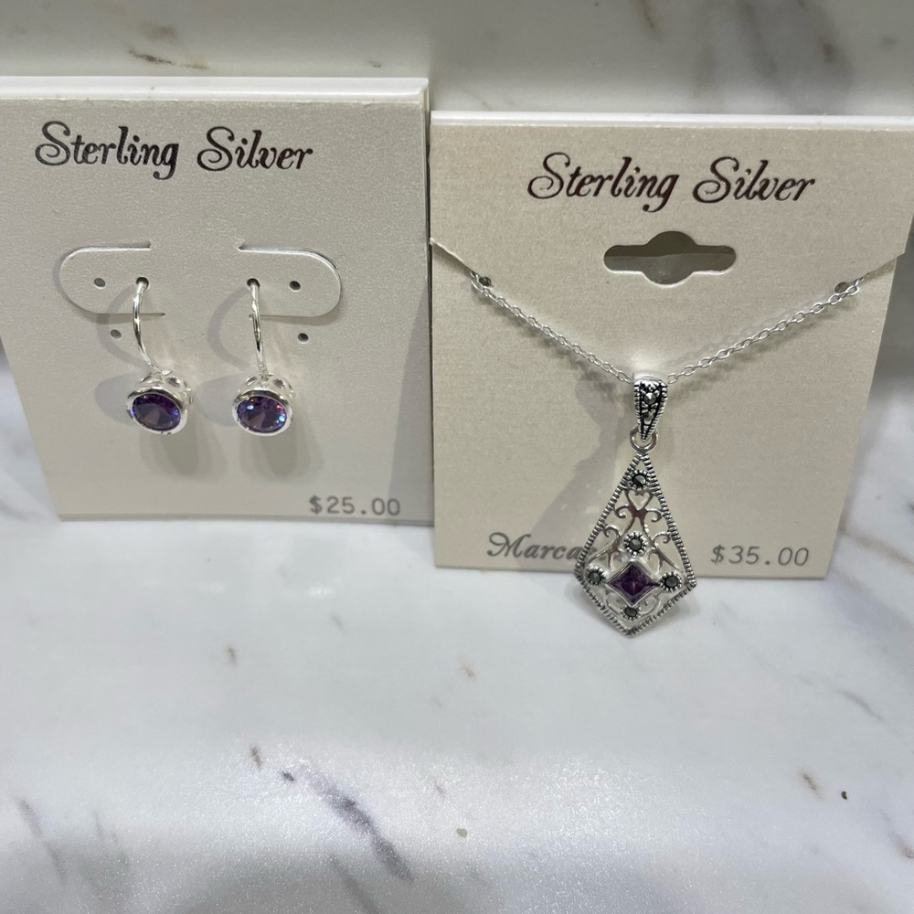 Sterling silver necklace and earrings